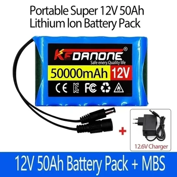  Новая портативная литий-ионная аккумуляторная батарея 3S2P 12 В 50000 мАч, для светодиодной лампы, резервного зарядного устройства и т. Д. +