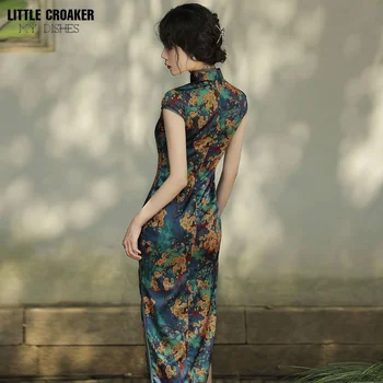 Женщины Qipao Cheongsam Модифицированное платье Китаянка Молодая девушка 2023 Новый Ретро Шинуазри Длинный Стиль Подиум Элегантная Девушка