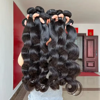 36 38 40-дюймовых пучков человеческих волос Body Wave с застежкой 4X4 HD прозрачная кружевная застежка с пучками человеческих волос для чернокожих женщин