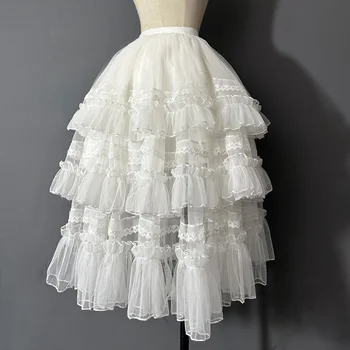 японский многослойный великолепный сладкий лолита под юбкой пушистая пачка юбка женщины винтаж праздник принцесса юбки белый