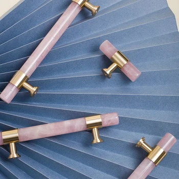 Французская мебель Шкафы Шкафы Двери Латунные ящики Маленькие ручки Розовые хрустальные мраморные ручки