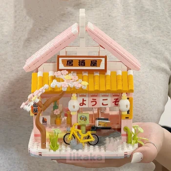 креативный цветочный дом строительные блоки игрушки железная дорога цветущая сакура модель блоки мини кирпичи игрушки для девочек подарок детские игрушки moc