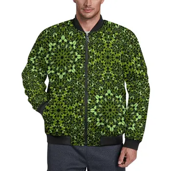 Абстрактные куртки мандалы Осенние зеленые геометрические принты Эстетичные повседневные пальто Мужчины Водонепроницаемые свободные ветровки Куртка оверсайз
