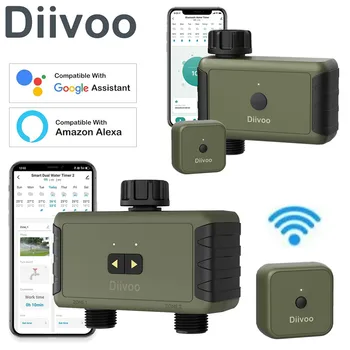  Таймер воды Diivoo WiFi, беспроводная система орошения с дистанционным управлением, таймер шланга WiFi Smart Sprinkler для полива сада на открытом воздухе