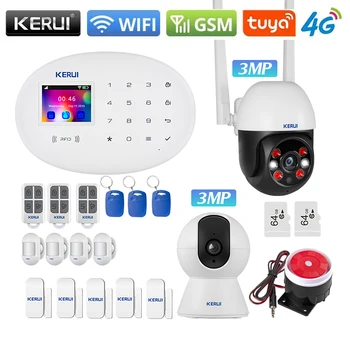 KERUI W204 Система сигнализации Smart Tuya Home Security WIFI 4G GSM Home Wireless APP Пульт дистанционного управления 2,4-дюймовый экран охранной сигнализации