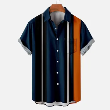 летняя рубашка мужская винтажная футболка с отложным воротником с коротким рукавом гавайская стильная свободная пляжная дышащая удобная рубашка