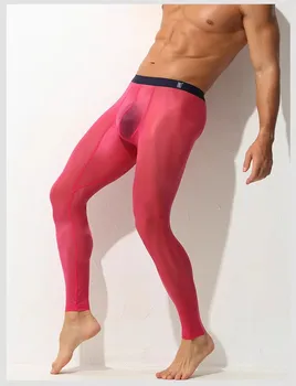 брюки мужские леггинсы цельные узкие ультратонкие эластичные ледяной шелк полностью прозрачные сексуальные прозрачные шорты для фитнеса