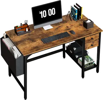 Lufeiya Компьютерный стол с выдвижными ящиками - 40-дюймовый рабочий небольшой стол для спальни, домашнего офиса, простой рабочий стол для письма, столы для ПК с D