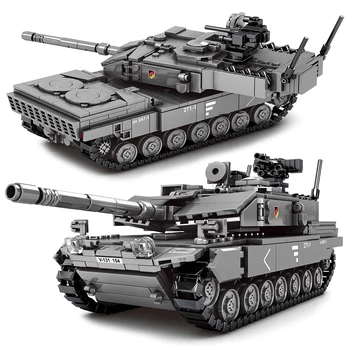 Военный ОБТ 2 Второй мировой войны Армейский основной боевой танк Challenger Leopard 2A7+ Фигурки солдат Строительные блоки Набор для детей Детские игрушки Подарки