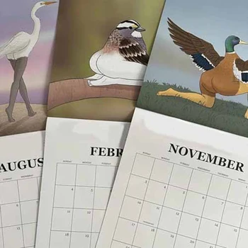 Календарь чрезвычайно точных птиц Настенный календарь январь 2024 г. - декабрь 2024 г.,12 Ежемесячный планировщик висячих птиц Простой в использовании