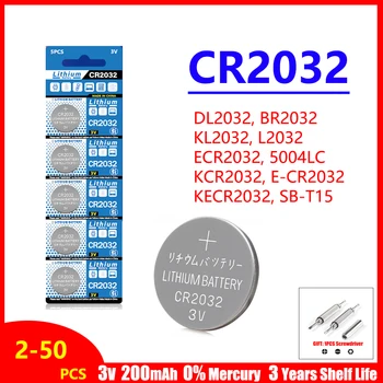 2-50 шт. 200 мАч CR2032 3 В литиевая батарея для часов, игрушек, калькуляторов, ключей от автомобиля, CR 2032 DL2032 ECR2032 кнопочных монетных ячеек