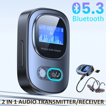 Bluetooth 5.3 Приемник 2 в 1 Передатчик Светодиодный дисплей Aux Bluetooth Автомобильный адаптер Беспроводной аудиопередатчик для динамиков телевизора