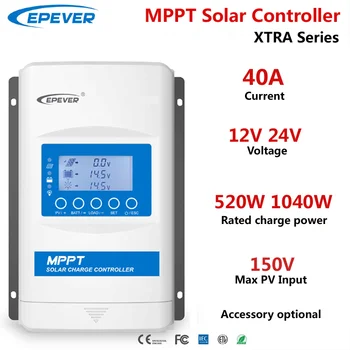 40A EPEVER MPPT Контроллер заряда солнечной батареи XTRA4215N 12V24V Регулятор зарядного устройства для солнечных панелей с аксессуаром (опционально