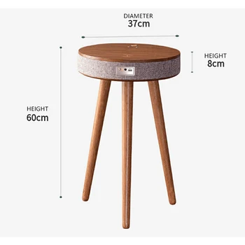 2023 Новый горячий продаваемый на открытом воздухе съемный многофункциональный деревянный круглый умный журнальный столик с динамиком BlueTooth и беспроводной зарядкой