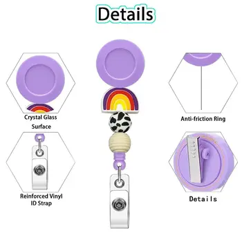 Цветной выдвижной значок Высококачественный портативный брелок из АБС-пластика Прочный высокоэластичный зажим для катушки для значков