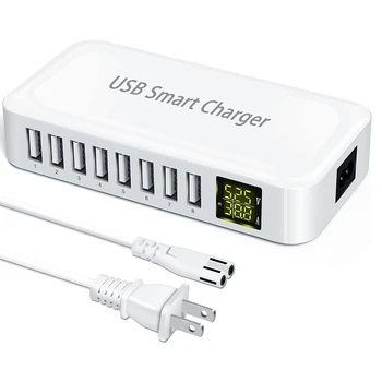 8 портов USB-зарядная станция пластиковый многопортовый зарядный концентратор со светодиодным дисплеем - штекер США