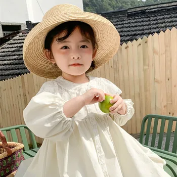 Летние девушки мода с большими полями Плетеная соломенная шляпа детские пляжные шляпы солнцезащитные шляпы детские фотографии реквизит